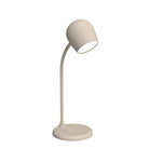 LED-lampa med trådlös laddare (Qi 10W) och högtalare 3W, Bluetooth 5.1 Dimbar 3 nivåer. Inbyggd mikrofon. Vattenresistent IPX4. Mått: Ø12 x H32 cm. Material: 100% återvunnen GRS-plast/Järn/Silikon. Laddningskabel: USB-C (Ingår). Färg: Ivory Sand