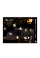 Förlängningsset till LED Ljusslinga Stripe Starter set Large DH-STRIPE-S0002. Längd 5 m med 10 lampor för inomhus och utomhus. Mått lampa: D8 cm. IP44 vattentät. Fungerar med DeluxeHomearts fjärrkontroll som köpes separat.