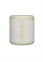 Högtalare Qi. Färg: Dusty Olive. Mått: Ø8,5 cm / H10,3 cm. Vattenresistent (IPX5). Bluetooth 5.1. Högtalare 15W upp till 30 timmars speltid på en laddning. Laddningstid 2-3 timmar (USB) / 5-6 timmar (Qi). Inbyggt litiumbatteri 3.7V, 4000mAh. Stereoplay (TWS). Input 5V/2A. Räckvidd upp till 10 m. NFC connection (kompatibel med Android). Röstassistent. Material: 100% återvunnen plast (GRS), silikon, metall, textil 100% återvunnen polyester. USB-C kabel medföljer.