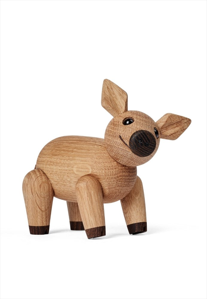 Trädekoration gris. Färg: Natur. Mått: H9,3 cm / L12,5 cm / B6,6 cm. Material: FSC Ek, FSC termoask, läder. Designer: Chresten Sommer