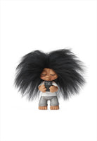 Lyckotroll Tonåring. Vardagstroll. Höjd: 9 cm. Material: Polyresin, fårskinn.