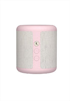 Högtalare Qi. Färg: Dusty Rose. Mått: Ø8,5 cm / H10,3 cm. Vattenresistent (IPX5). Bluetooth 5.1. Högtalare 15W upp till 30 timmars speltid på en laddning. Laddningstid 2-3 timmar (USB) / 5-6 timmar (Qi). Inbyggt litiumbatteri 3.7V, 4000mAh. Stereoplay (TWS). Input 5V/2A. Räckvidd upp till 10 m. NFC connection (kompatibel med Android). Röstassistent. Material: 100% återvunnen plast (GRS), silikon, metall, textil 100% återvunnen polyester. USB-C kabel medföljer.