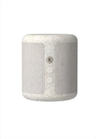 Högtalare Qi. Färg: Beige. Mått: Ø8,5 cm / H10,3 cm. Vattenresistent (IPX5). Bluetooth 5.1. Högtalare 15W upp till 30 timmars speltid på en laddning. Laddningstid 2-3 timmar (USB) / 5-6 timmar (Qi). Inbyggt litiumbatteri 3.7V, 4000mAh. Stereoplay (TWS). Input 5V/2A. Räckvidd upp till 10 m. NFC connection (kompatibel med Android). Röstassistent. Material: 100% återvunnen plast (GRS), silikon, metall, textil 100% återvunnen polyester. USB-C kabel medföljer.