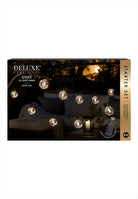 LED Ljusslinga Stripe 8 m med 10 randiga lampor inkluderar 3 m strömkabel och transformator. För inomhus och utomhus. Mått lampa: D8 cm. IP44 vattentät. Fungerar med DeluxeHomearts fjärrkontroll som köpes separat.