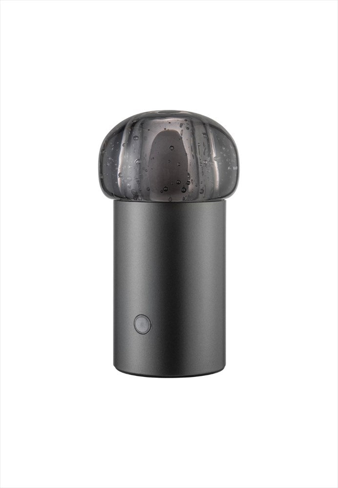 Iris LED-lampa. Bärbar trådlös bordslampa. 3 ljusnivåer. Mått: Ø10 / H18 cm. Material: Glasskärm, aluminiumbas. Färg: Gun Metal