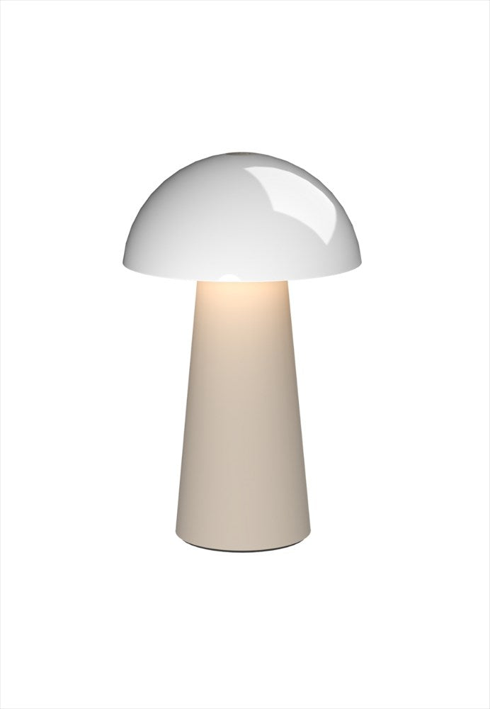 Portabel LED-lampa med timer och tre ljusnivåer. Mått: L12 cm / B12 cm / H19,6 cm. Batteritid: upp till 50 timmar. Timer: 2, 4 och 6 timmar. Material: 100% återvunnen ABS-plast (GRS), metall, silikon. Färg: Ivory Sand