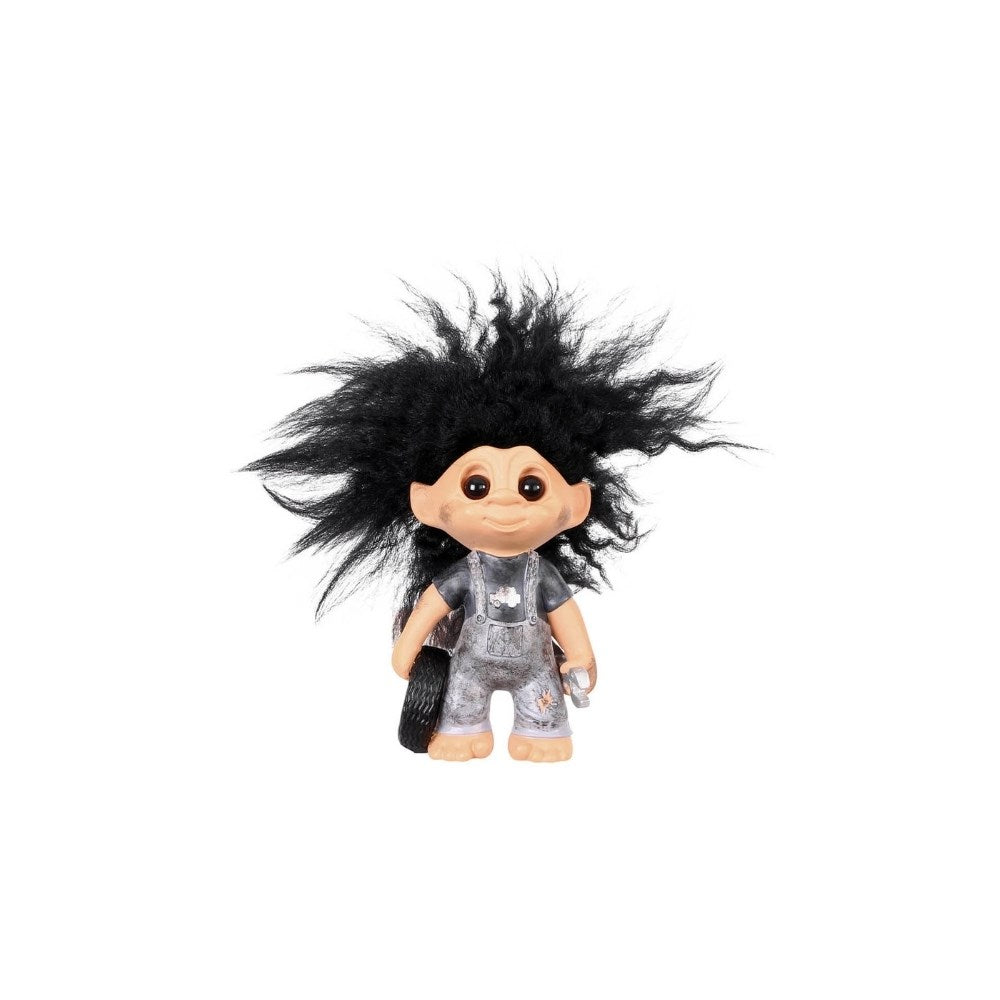 Lyckotroll Mekaniker. Vardagstroll. Höjd: 9 cm. Material: Polyresin, fårskinn.